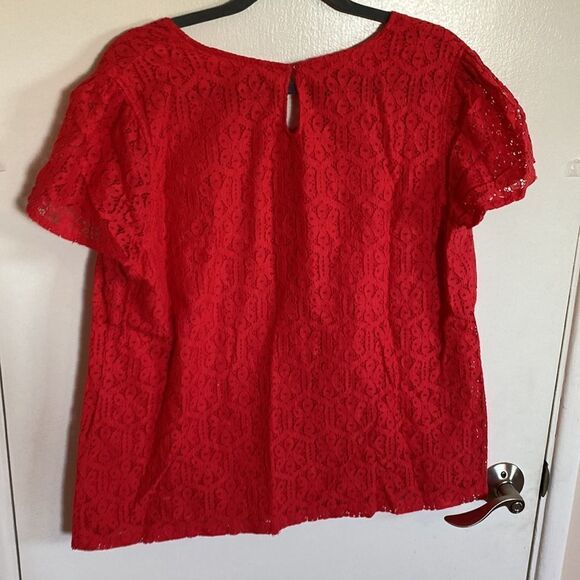 Red/orange- lace overlay Womens blouse size XXL - Picture 7 of 9